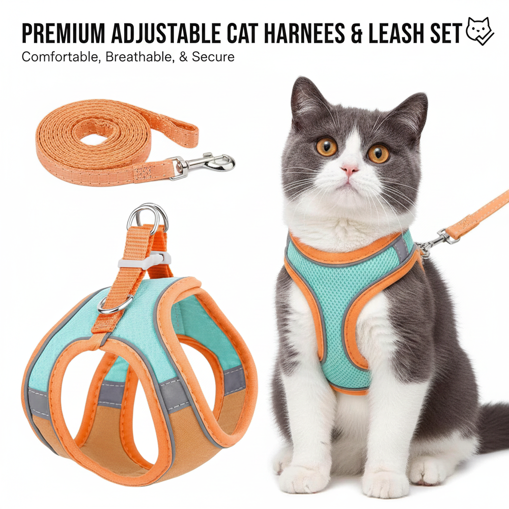 Cat Harness with Leash Adjustable Comfortable